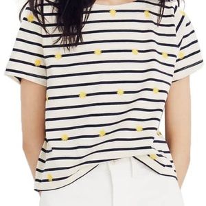 Adeeell Sunflower embroidered striped tee